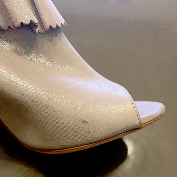 L.K.BENNETT Riley Suede Peep-Toe Booties SILVER - Picture 14 of 14